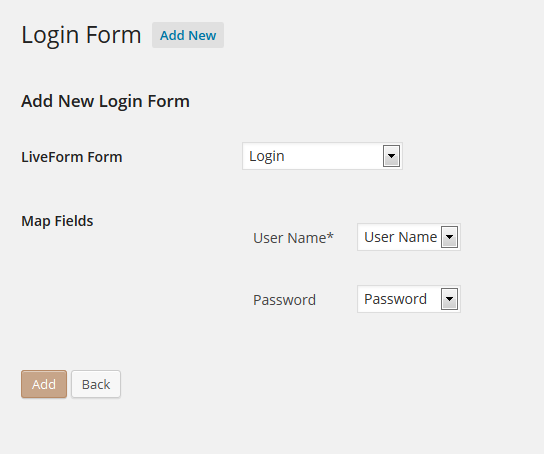 Login Forms - Add New