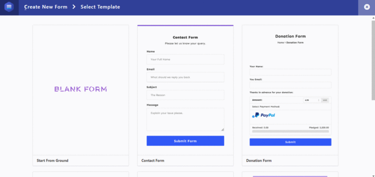 Create a New Form - Live Forms