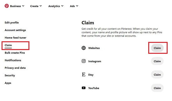Claim WordPress Website On Pinterest