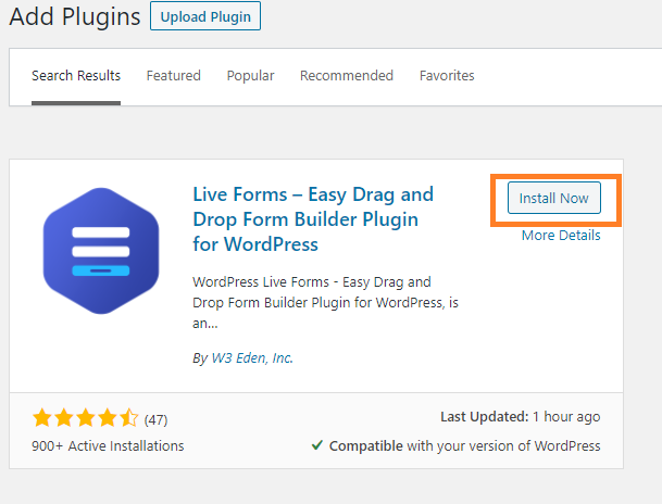 LiveForms wordpress plugin