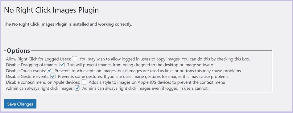 no right click images
